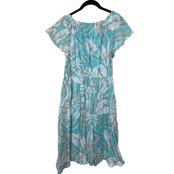 Talbots Dress Short Sleeves Floral Turquoise White Size Petite‎ 2P - Picture 6 of 6